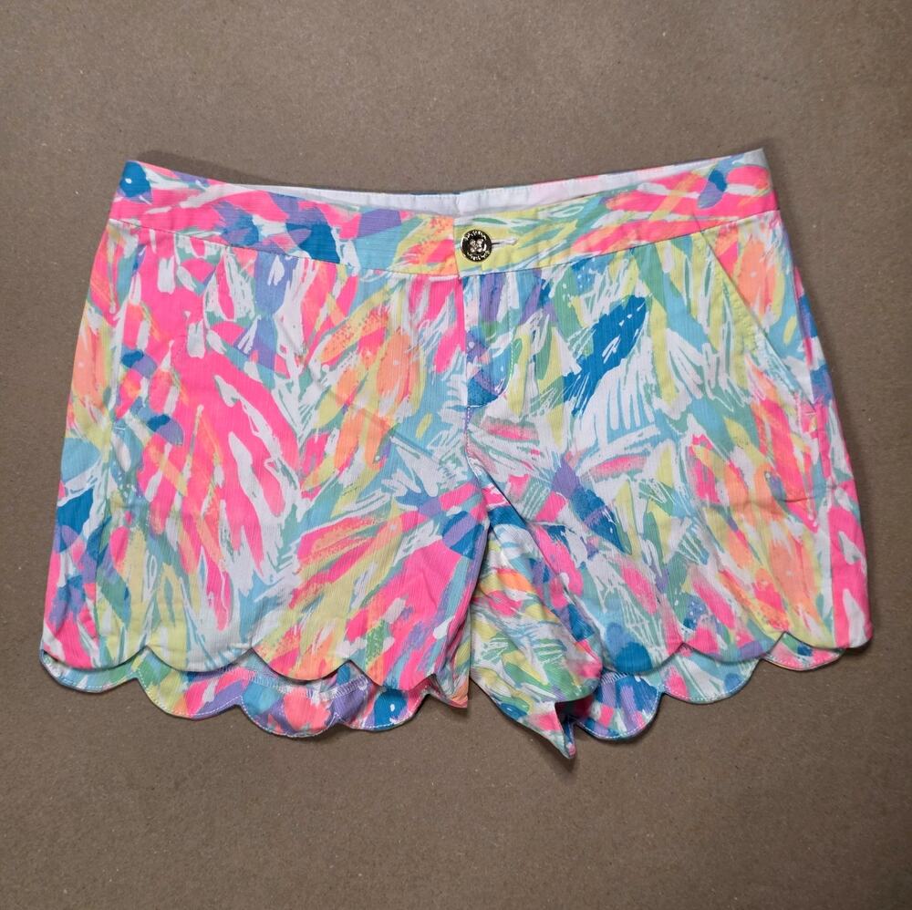 Lilly Pulitzer Buttercup Shorts Womens 4 Multi sparkling sands Scallop 5" preppy